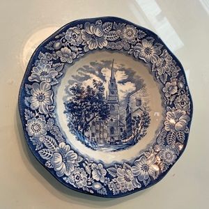 Liberty Blue Old North Church Ironstone Staffordshire Soup Bowl 8 1/2”
